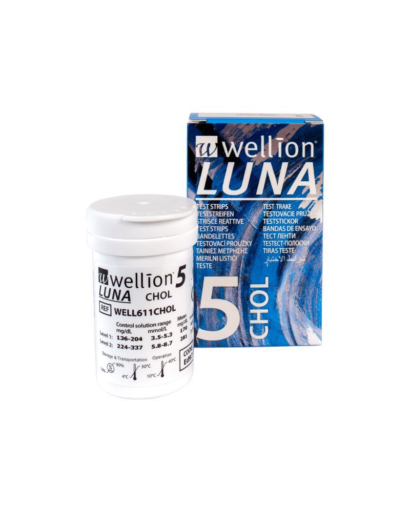 شرائط اختبار الكوليسترول ويليون لونا (Wellion LUNA) - 5 شرائط.